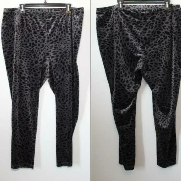 Chico's Velour Animal-Print Legging Pants Gray Black Plus Size 4 20/22 H12256 - Picture 8 of 9